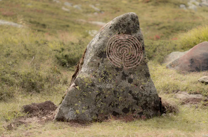 carved stone at lago nero